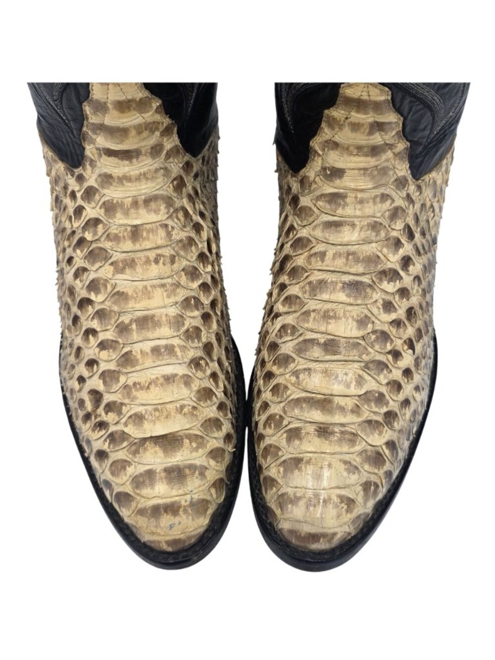 MINT - Vintage Python Mens 11D Natural Snakeskin Cowboy Boots Remington Exotic - Picture 15 of 16
